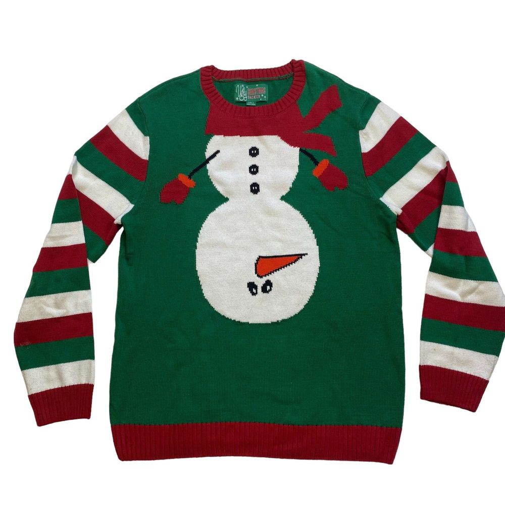 CHRISTMAS woman's size XL snowman green red ugly tacky holiday party sweater